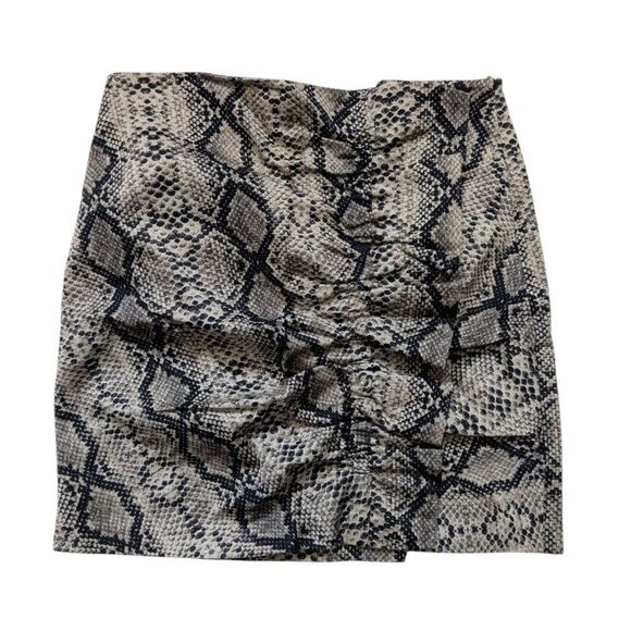 Zara Snakeskin Ruffle Patterned Pencil Mini Skirt  Size Medium - Picture 1 of 5